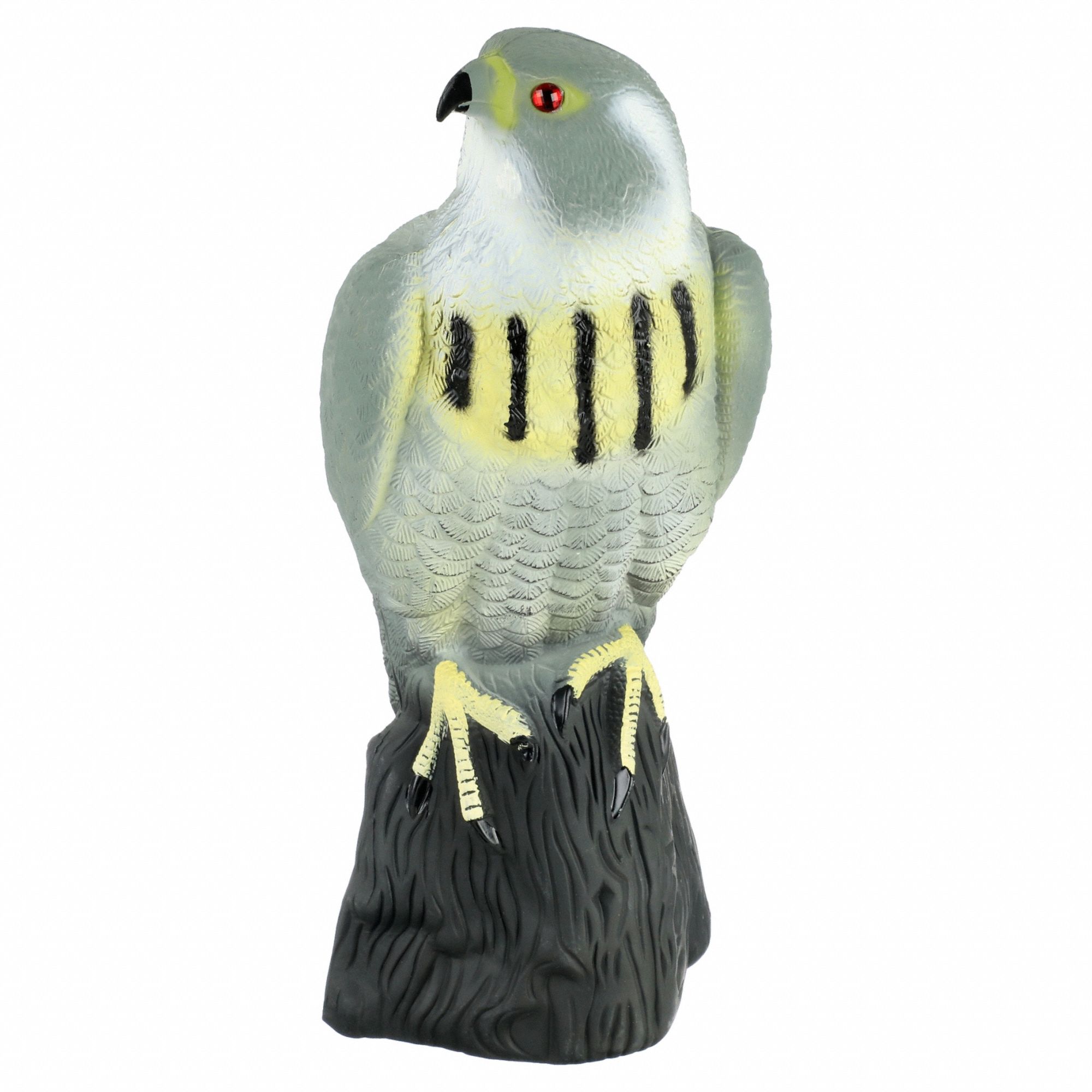 FALCON DECOY, VISUAL BIRD REPELLER, GREY/YELLOW, PLASTIC, 6,000 SQ FT COVERAGE AREA