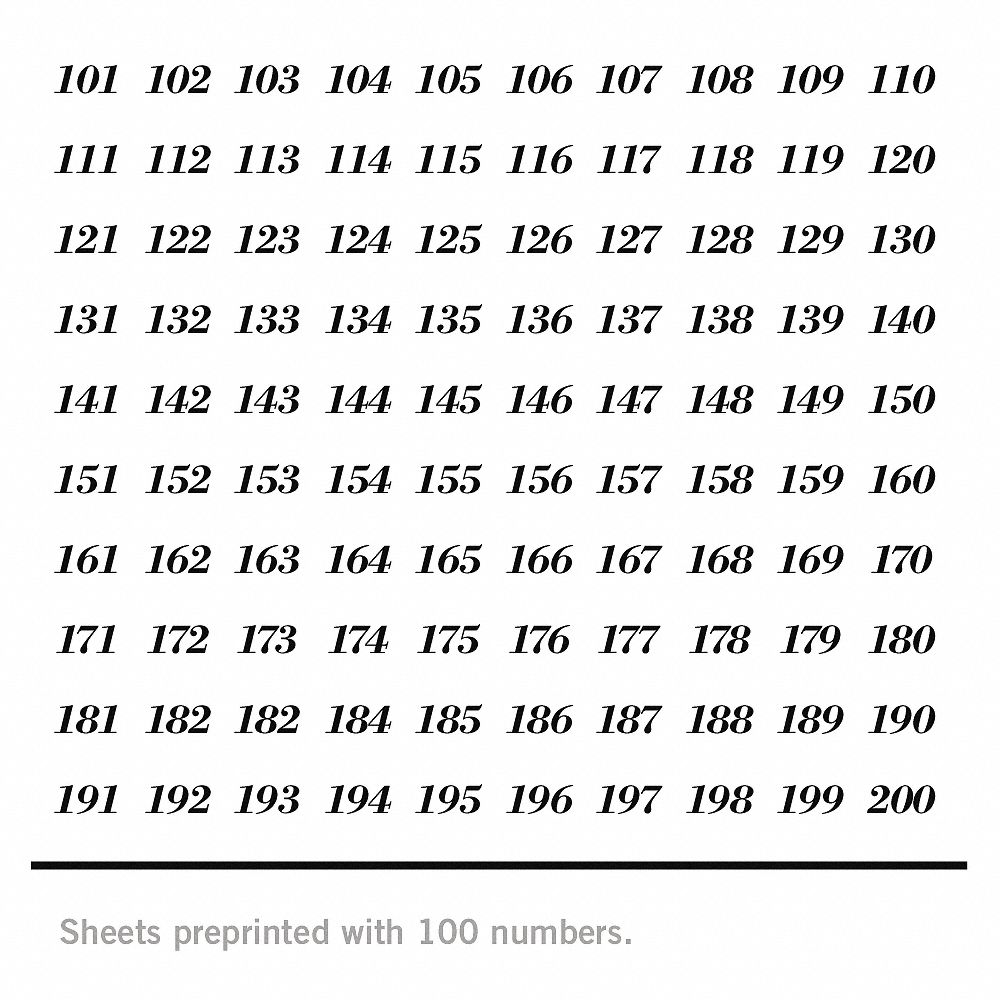 SALSBURY INDUSTRIES Self Adhesive Number Sheet - 45LW63|2195-1 - Grainger