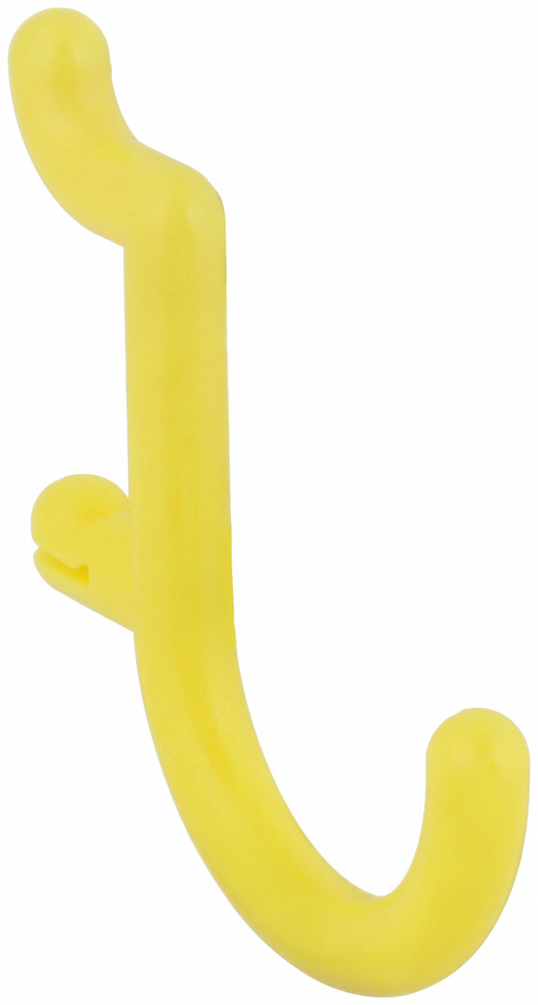 J-Hook: 1/4 in Peg Hole, For 1 in Pegboard Hole Spacing, Snap-On, Surface, Yellow, 8 PK