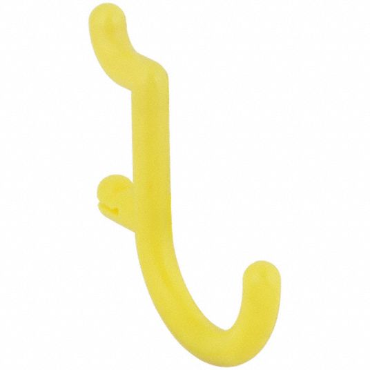 Functionaire FH1-2 Locking Pegboard Hooks,1 in.L,Yellow,PK8