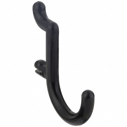 Functionaire FH1-4 Locking Pegboard Hooks,1 in.L,Blk,PK8