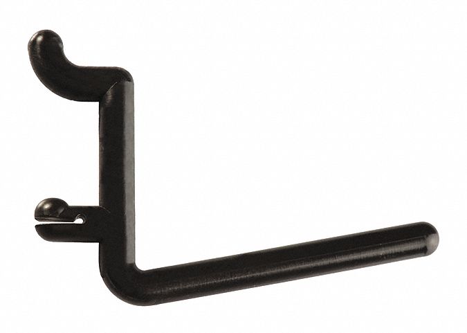 Single Rod Pegboard Hook: 1/4 in Peg Hole, For 1 in Pegboard Hole Spacing, Snap-On