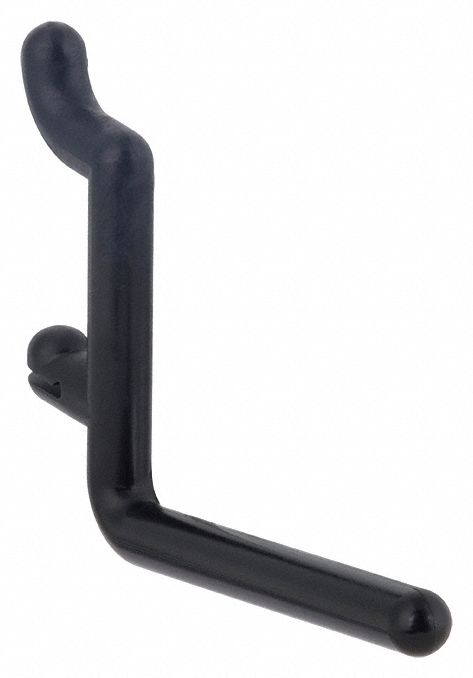 Single Rod Pegboard Hook: 1/4 in Peg Hole, For 1 in Pegboard Hole Spacing, Black, 8 PK