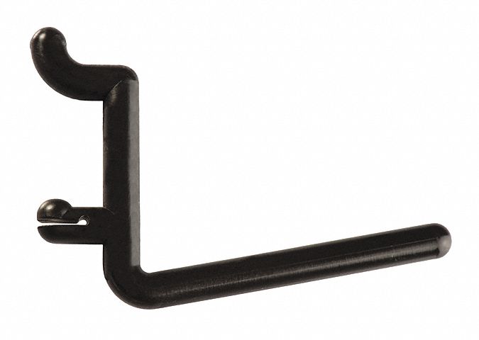 Single Rod Pegboard Hook: 1/4 in Peg Hole, For 1 in Pegboard Hole Spacing, Snap-On