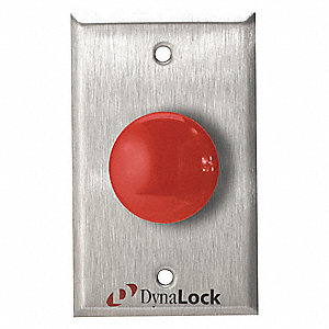 EXIT PUSH BUTTON,SS,RED