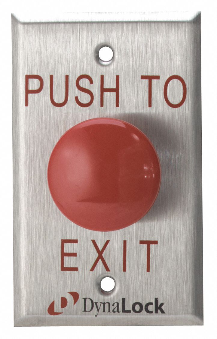 EXIT PUSH BUTTON,STAINLESS STEEL,RED