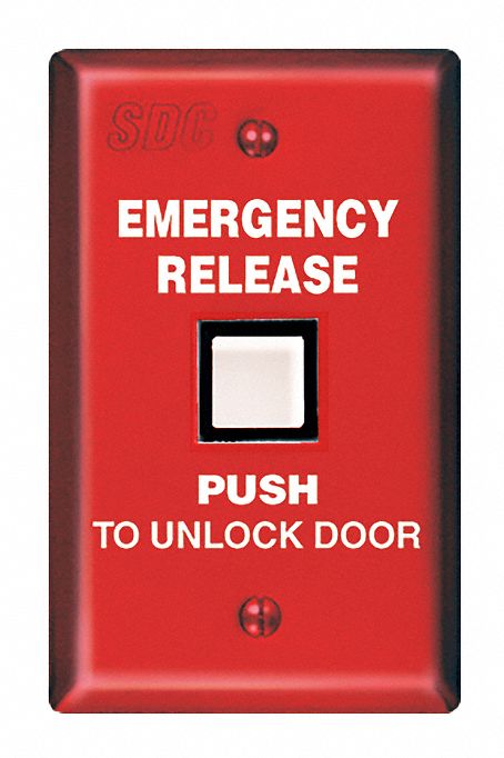 Exit Push Button: 4 3/4 in Ht, 1 in Dp, 2 7/8 in Wd, ADA Compliant, Stainless Steel, Gray