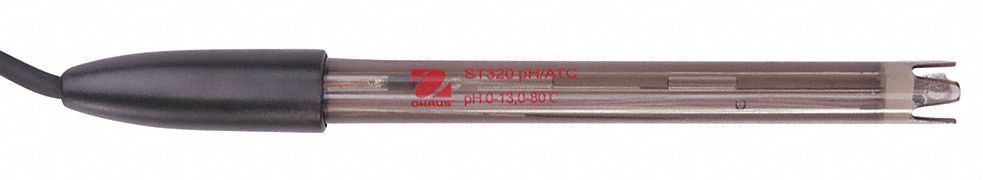pH Electrode: pH, BNC/Cinch, Annular Ceramic, Bulb, Glass, 1.1 m Cable Lg, 120 mm Overall Lg