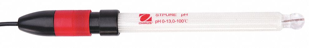 pH Electrode: pH, BNC/Cinch, Ground Glass, Bulb, Glass, 1.1 m Cable Lg, 120 mm Overall Lg