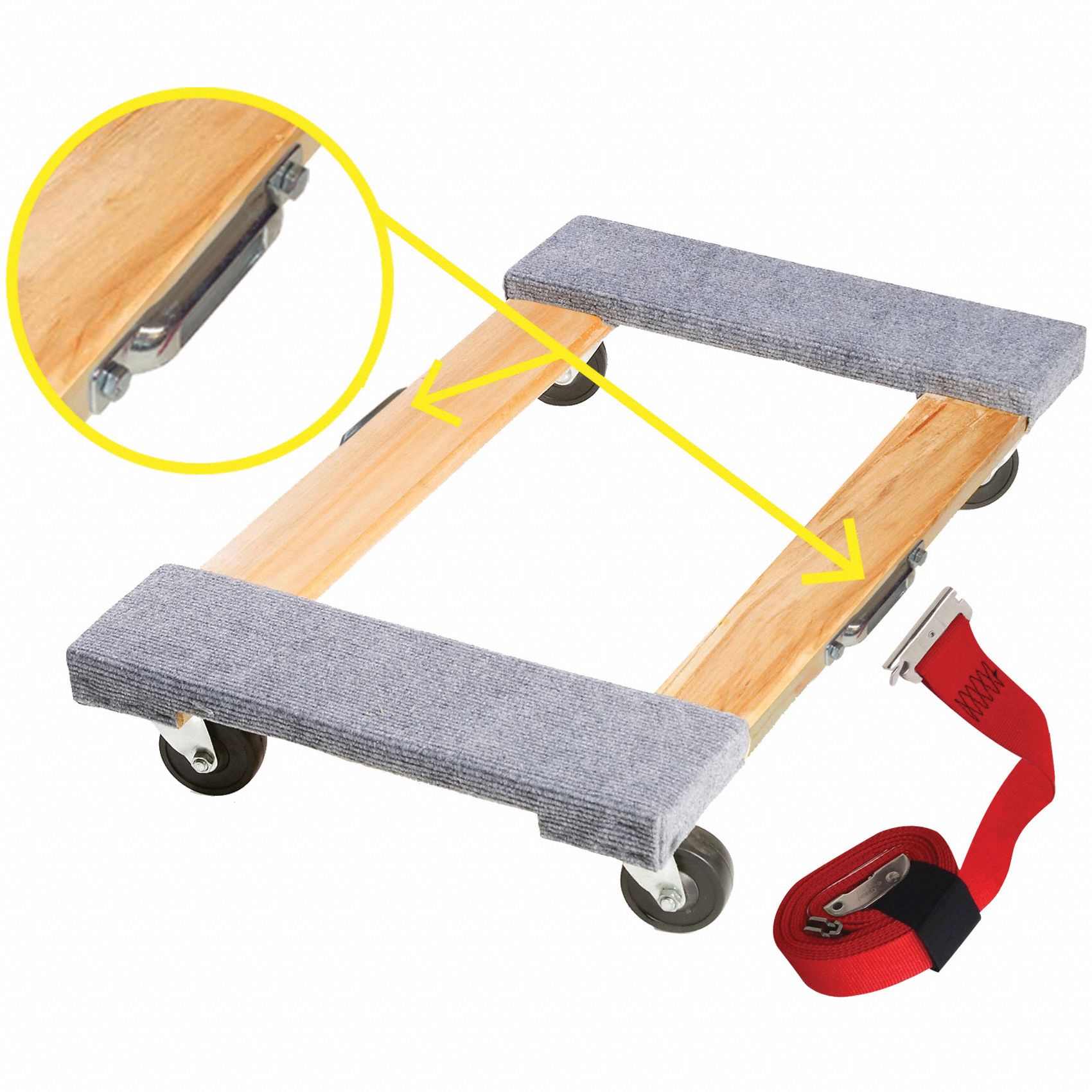 SNAPLOC Wood Dolly Strap Anchor Kit with Cam Steel, 1,000 lb Working Load Limit, Surface