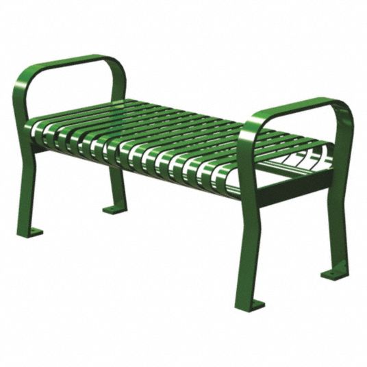 THOMAS STEELE Outdoor Bench Powder Coated Steel 1 200 lb Load Rating Green Powder Coated Steel