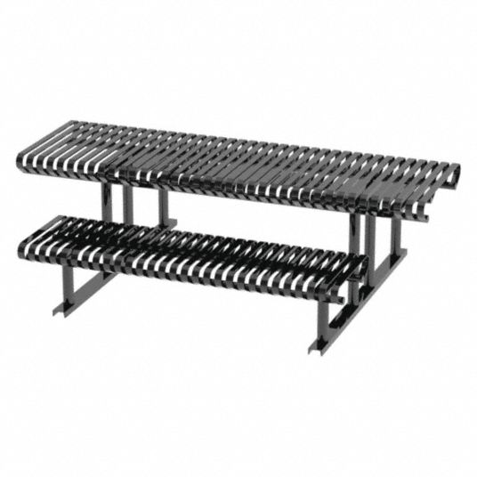 Thomas Steele 94 Ind X 77 1 2 Inw Rectangle Steel Picnic Table Black 45mk27 Crtp 8hcs Fs B Grainger