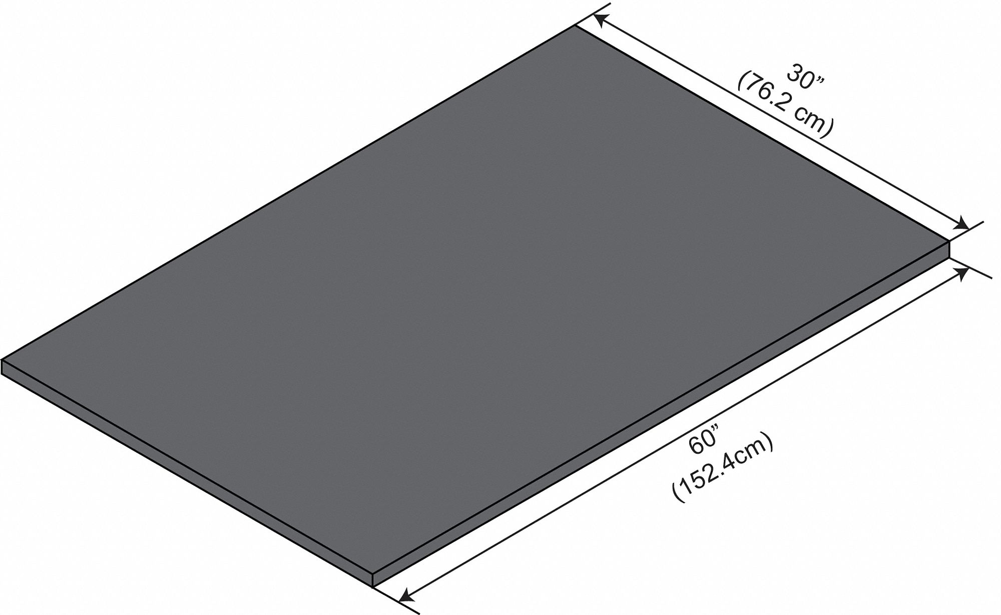 Work Surfaces: 5 ft Overall Lg, 30 in Overall Wd, 1 in Countertop Thick, Black, Epoxy