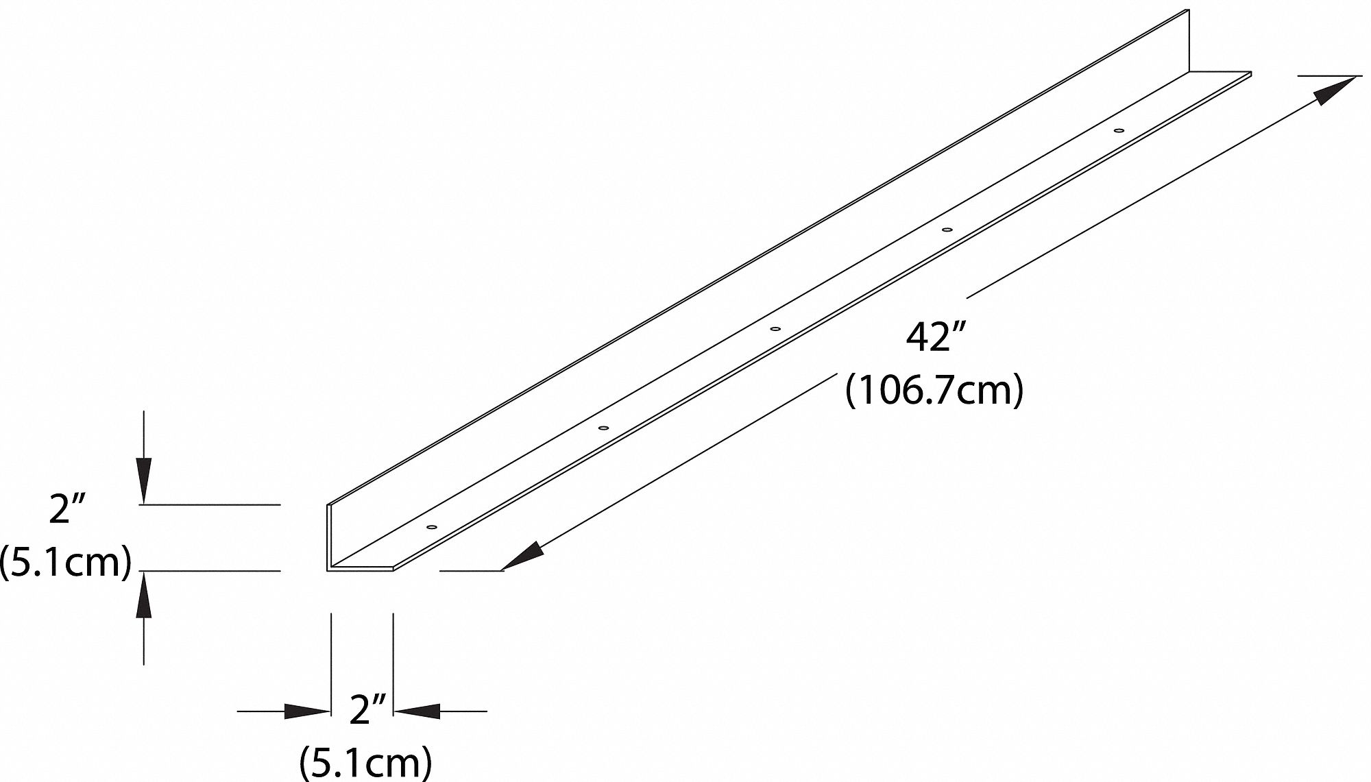 Retaining Lip: 42 in Overall Lg, 42 in Overall Wd, 2 in Overall Ht, Steel, Pearl White, 16 Gauge