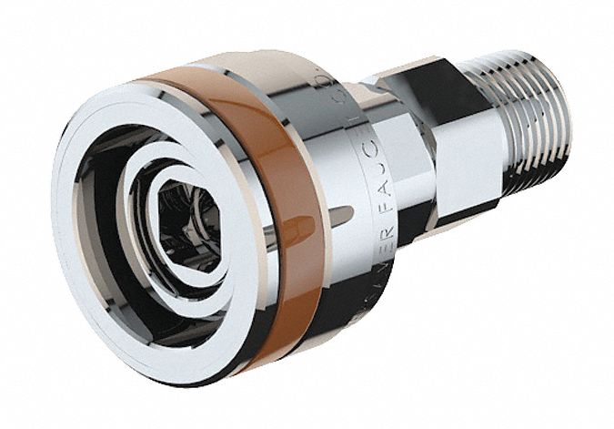 Quick Connect Fitting: Brown, Male, Nitrogen, Chrome, Quick Connect Fitting