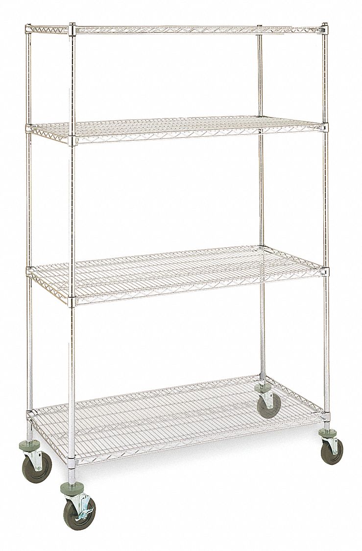 ICI Mobile Wire Shelving Unit, 60in, 4 Shelves - 45MN50|MCS1874-60 ...