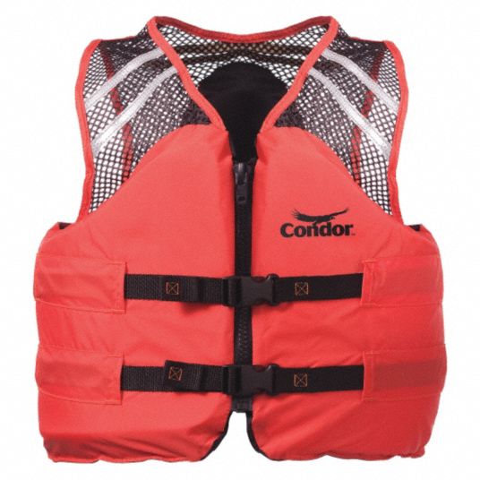 CONDOR Life Jacket III, Foam, Nylon, 15 1/2 lb Buoyancy, Zipper, L