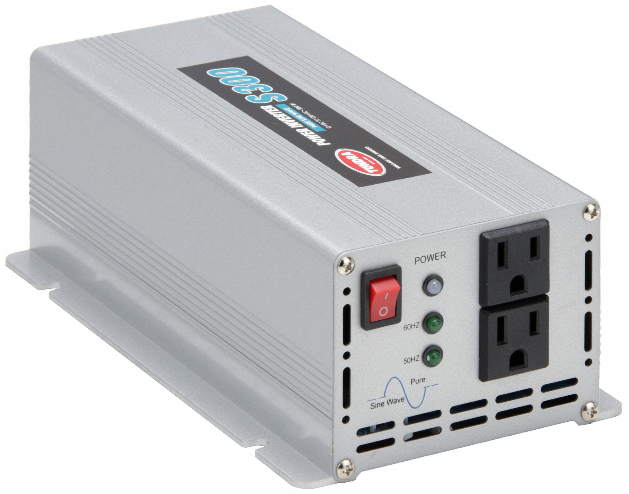 Inverter: Pure Sine Wave, Terminal Screws, 300 W Continuous Output Power, 2 Outlets, 12V DC