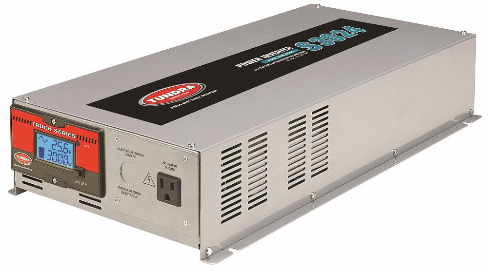 TUNDRA Inverter, Pure Sine, 3000W, 120VAC, 24VDC 45MR89S3024 Grainger