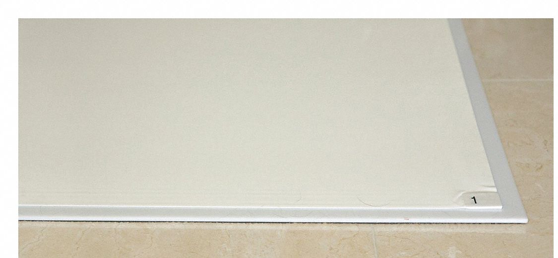 White Floor Protection Mats, 36 in Length, 18 in Width, Fits Mat Size: 18 in x 36 in, 1 EA