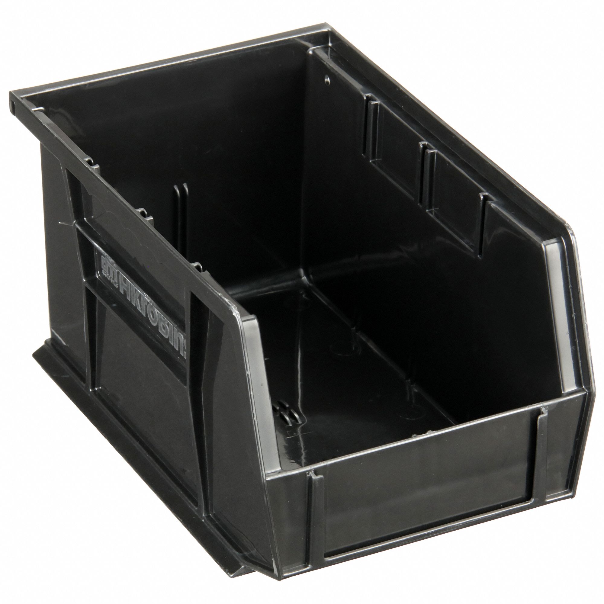HANG AND STACK BIN, 6 IN X 9¼ IN X 5 IN, BLACK, LABEL HOLDERS, 20 LB LOAD CAPACITY
