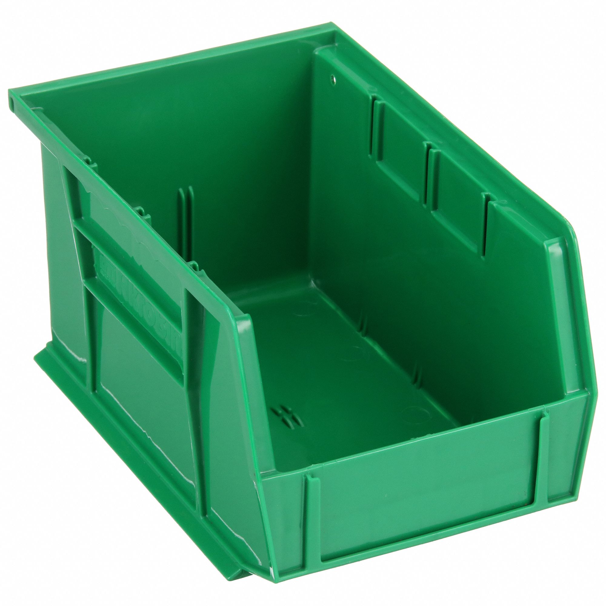 HANG AND STACK BIN, 6 IN X 9¼ IN X 5 IN, GREEN, LABEL HOLDERS, 20 LB LOAD CAPACITY