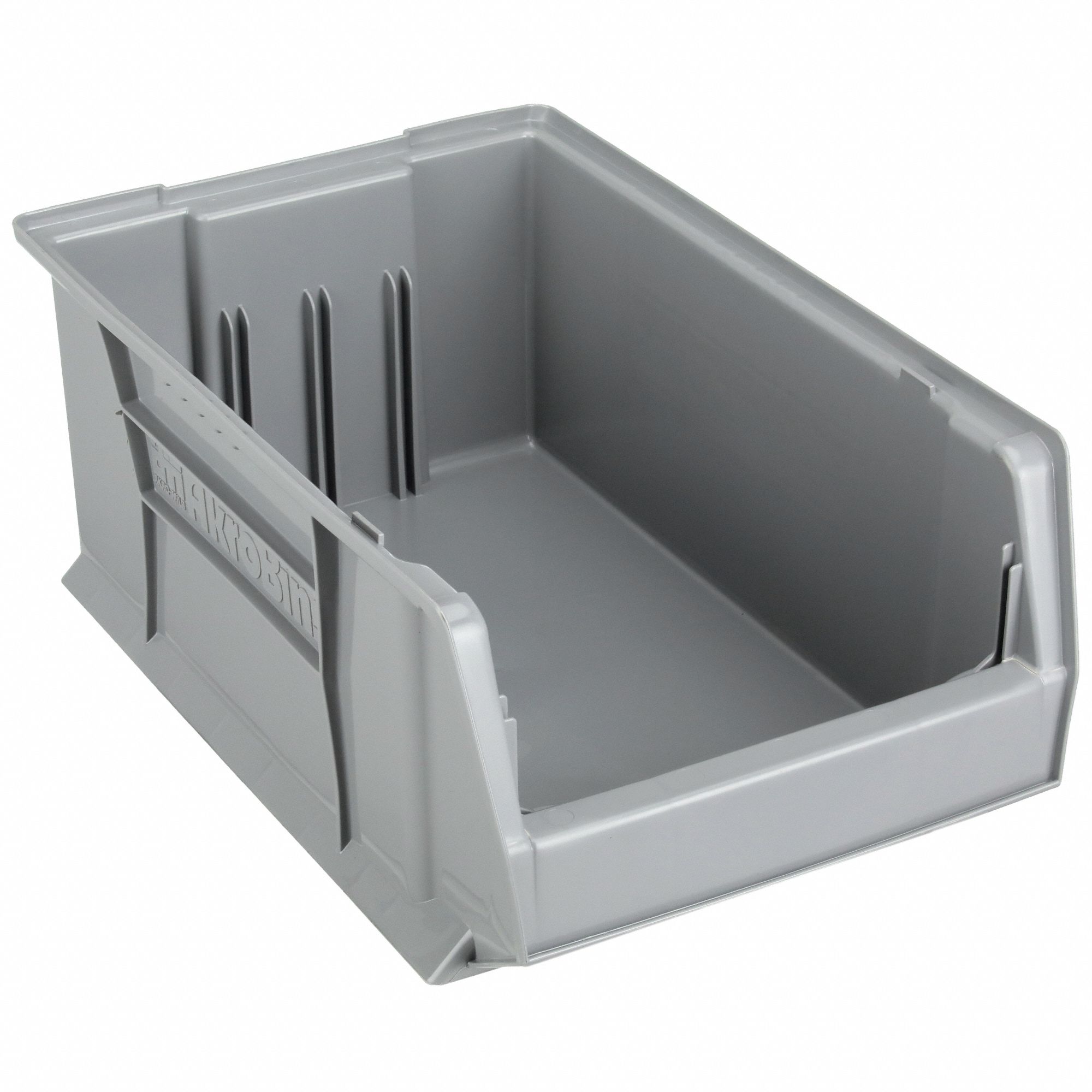 Super Size Bin: 20 in Overall Lg, 12 3/8 in x 8 in, Gray, Stacking Capable