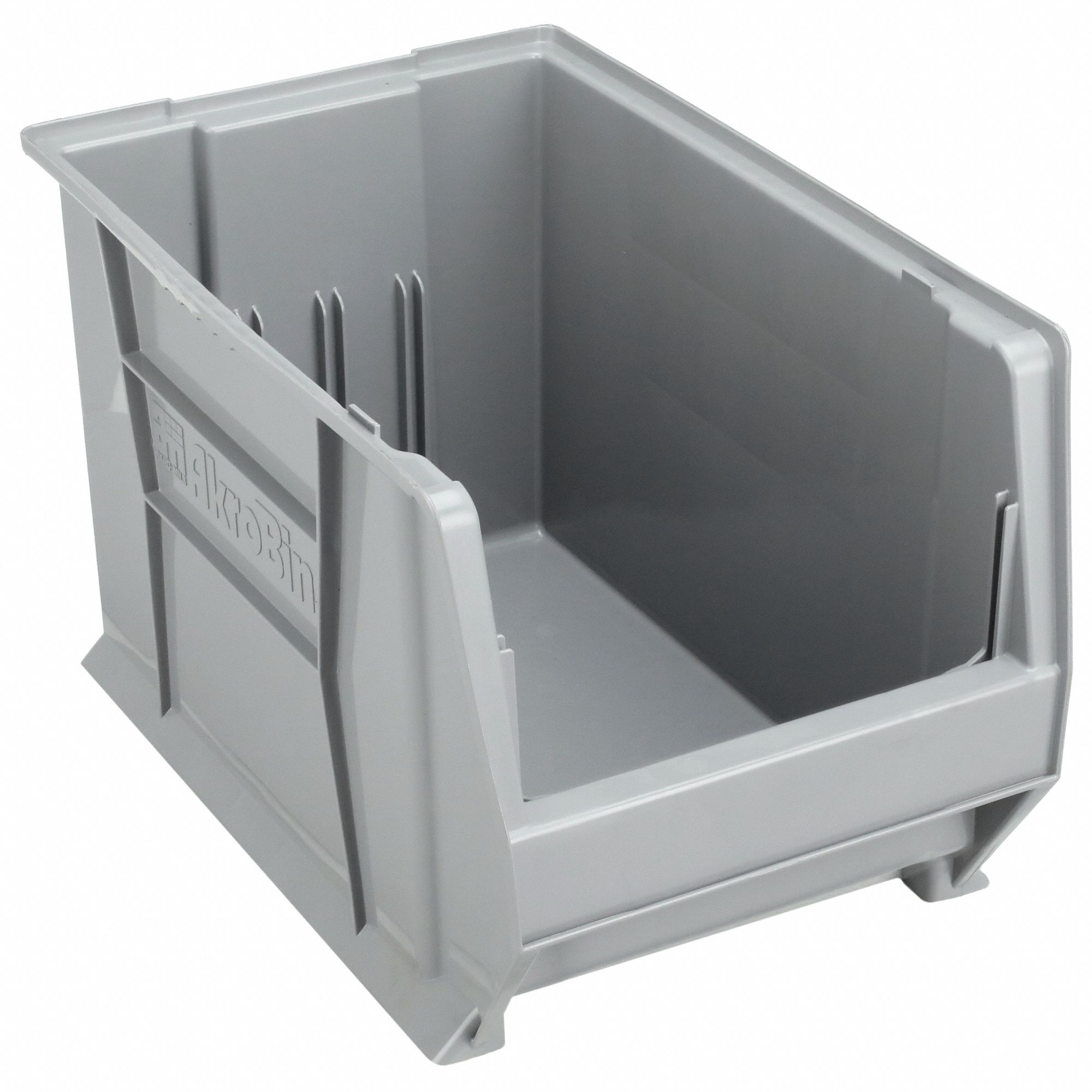 SUPER SIZE BIN, 20 IN OVERALL L, 12⅜ IN X 12 IN, GREY, STACKABLE, 200 LB LOAD CAPACITY