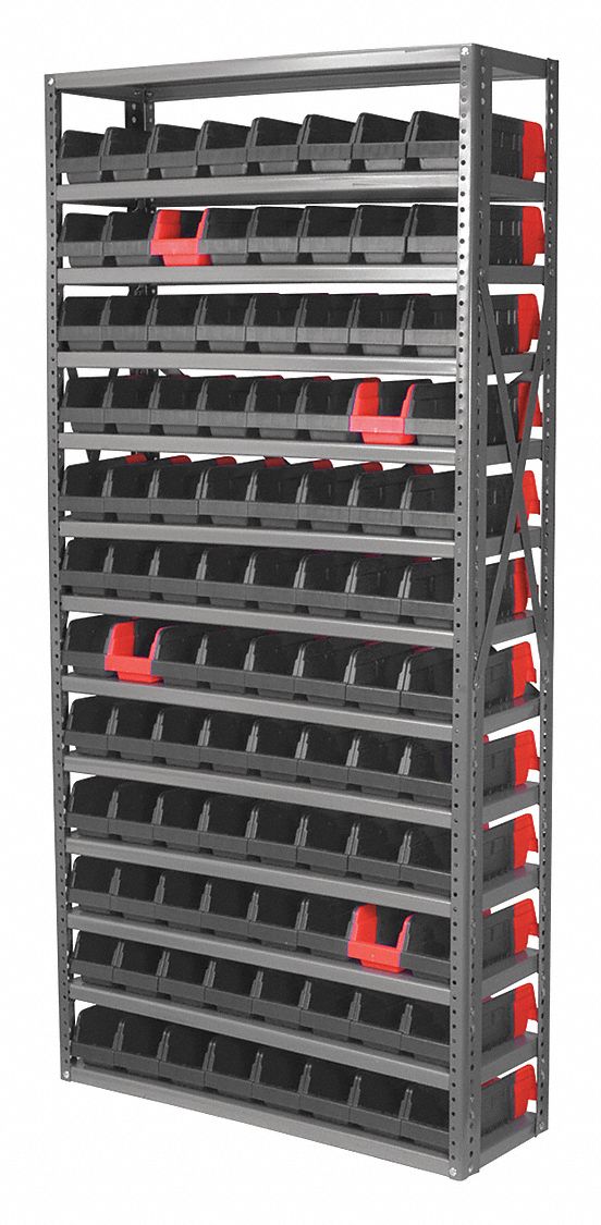 AKROMILS, 36 in x 12 in x 79 in, 1 Sided, Bin Shelving 45MV87