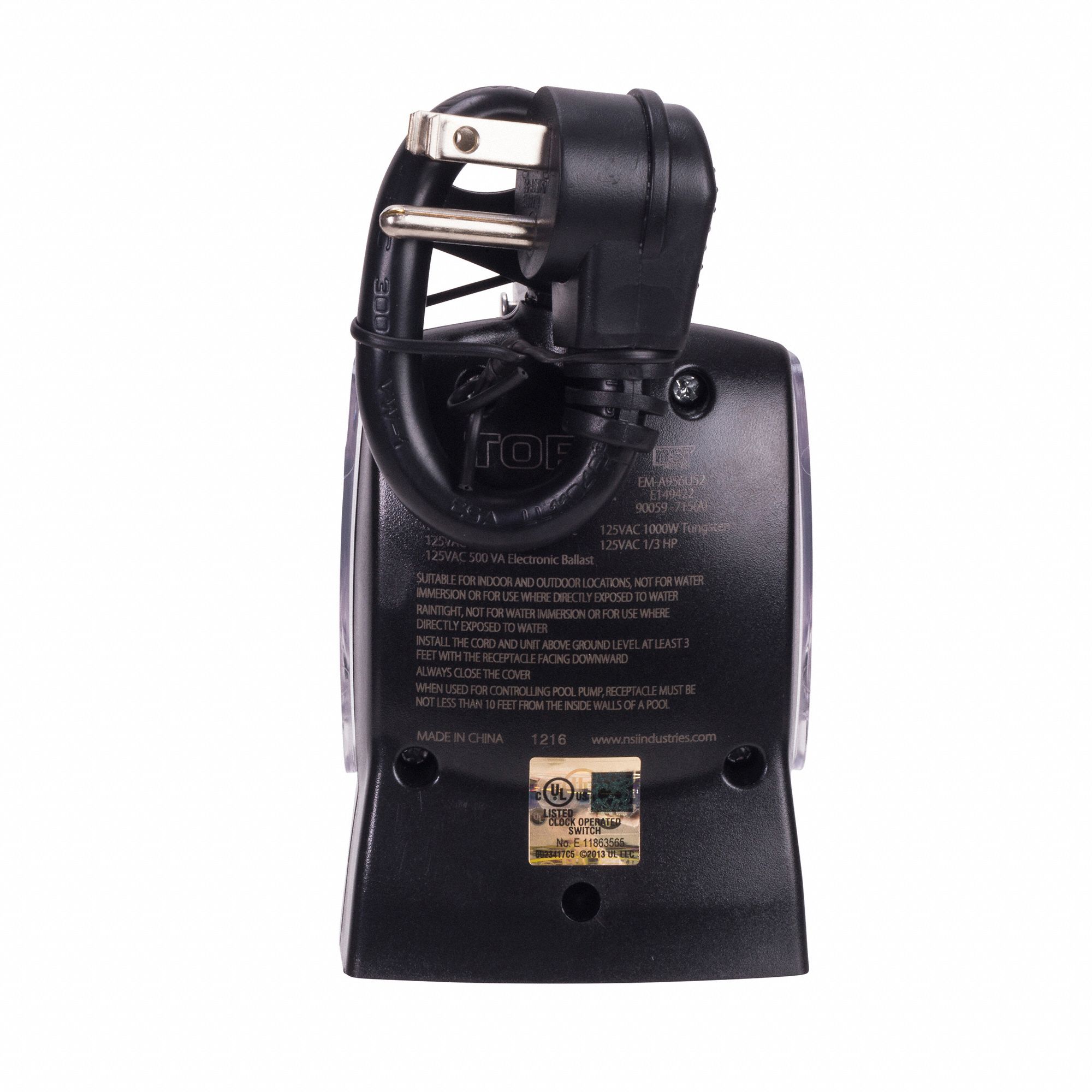 TORK Plug In Timer, Black, Min. Time Setting: 1 min, Max. Time Setting