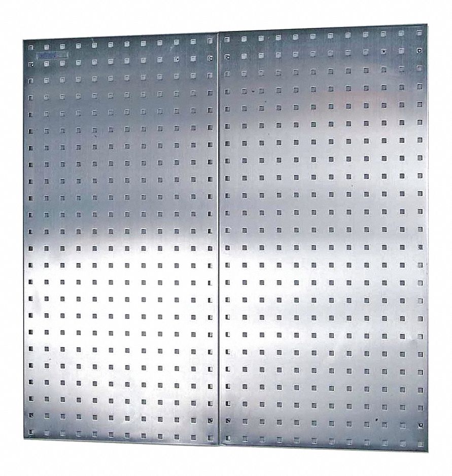 LOCBOARD Stainless Steel Pegboard Panel with 250 lb. Load Capacity, 36\u0026quot;H x 18\u0026quot;W, Silver, 1 PR 
