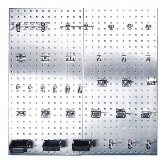 LOCBOARD Pegboard Panel Kit: Square, 9/32 in Peg Hole Size, 36 in x 18 ...