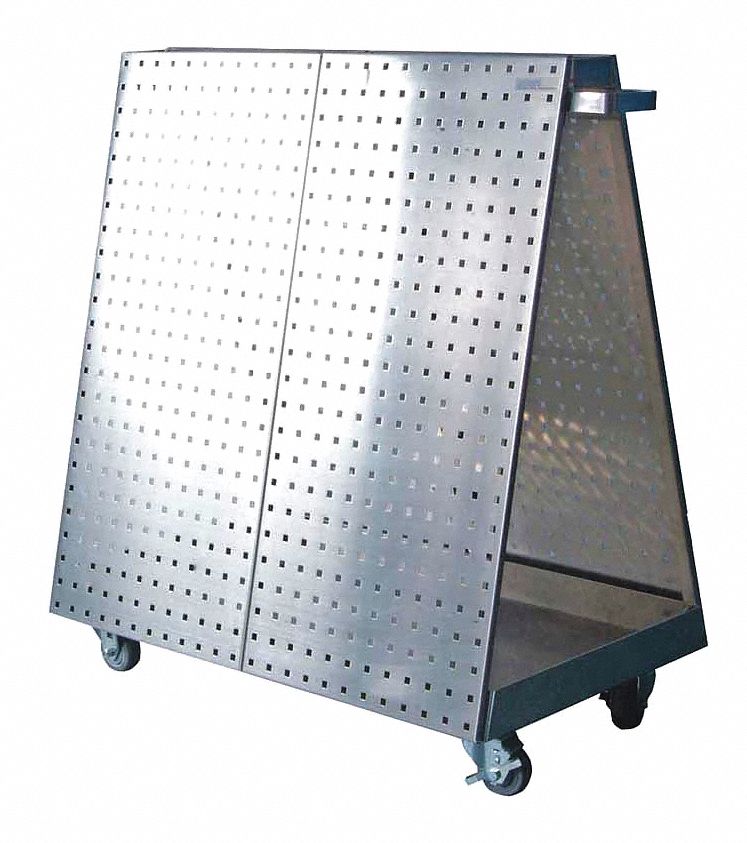 MOBILE PEGBOARD,800 LBS,SLVR,21 1/4 IN W,39 1/4 IN H,36 3/4 IN D,18 SQ FT,STNLS STL/NEOPRENE