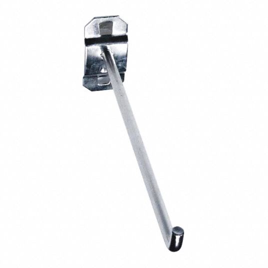 LOCBOARD Stainless Steel Single Rod Pegboard Hook, Screw In Mounting Type, Silver, Finish