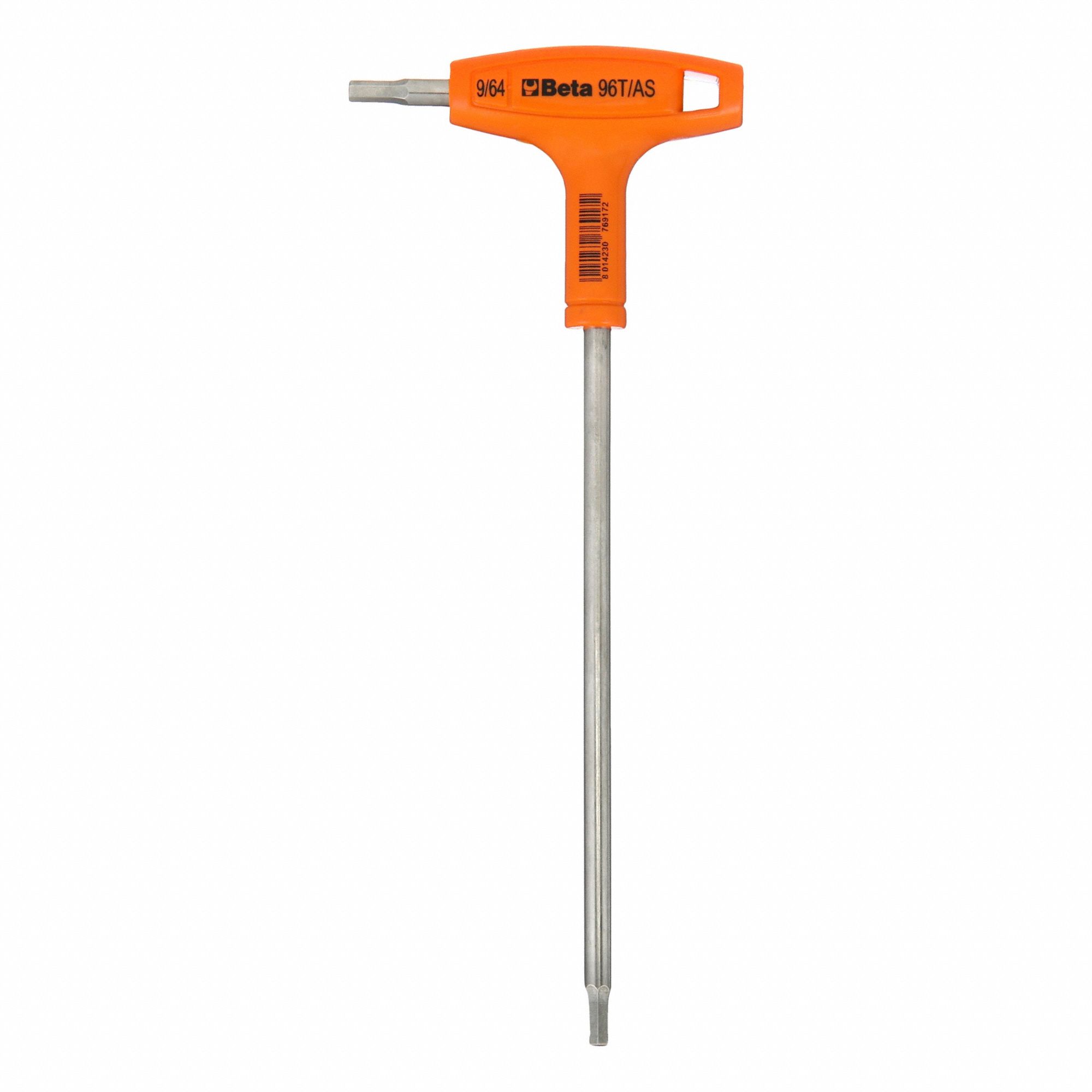 Hex Key: 0 Ball Ends, 9/64 in Tip Size, SAE, Long, Stainless Steel, Satin, 5 in Long Arm Lg, T