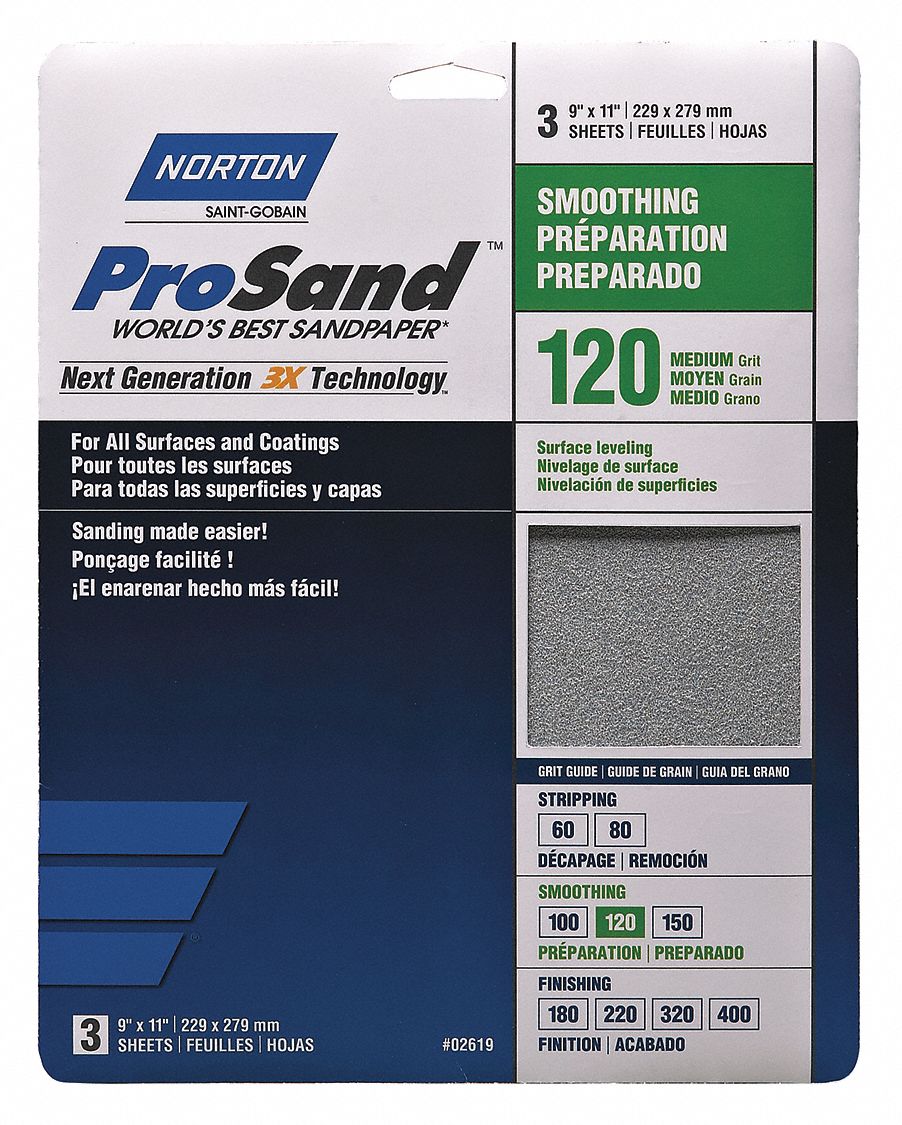 FEUILLE ABRASIVE, GRAIN P120, 11 PO, 20