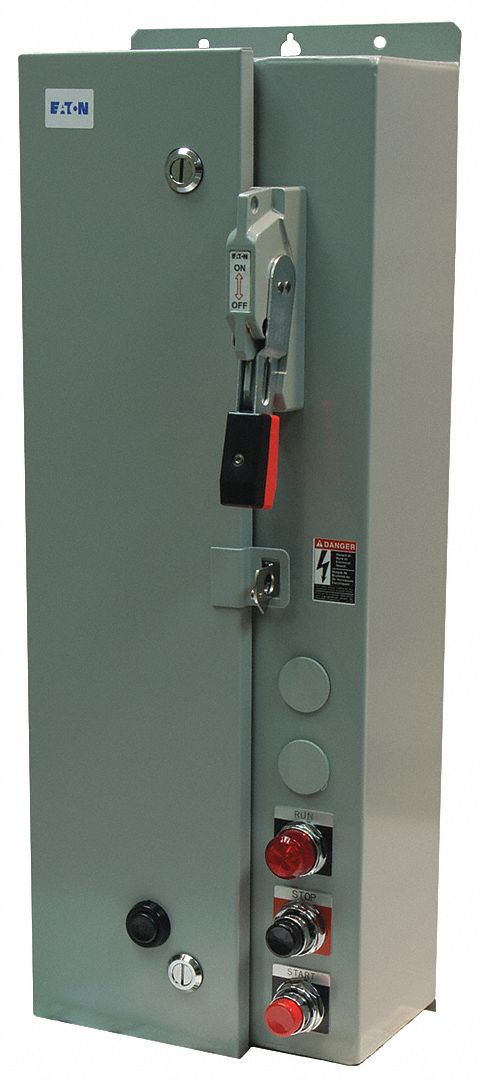 NEMA Combination Starter: Fusible Disconnect, 3 Poles, NEMA Size 0, 120V AC, NEMA-Rated 1