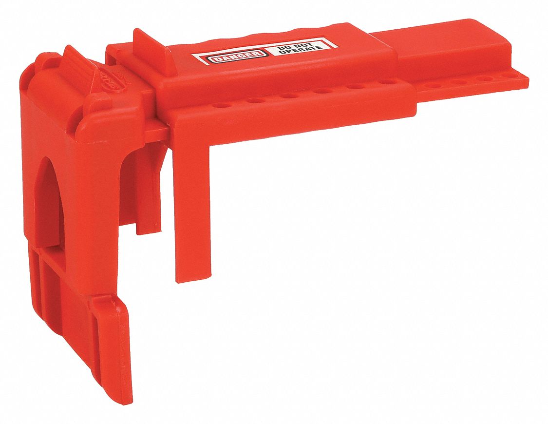 LOCKOUT,BALL VALVE,RED,¼IN SHACKLE/PIPE SIZE 1 ½-2 ½ IN/TEMP RANGE 183 ° C,PLASTIC,6 PADLOCKS