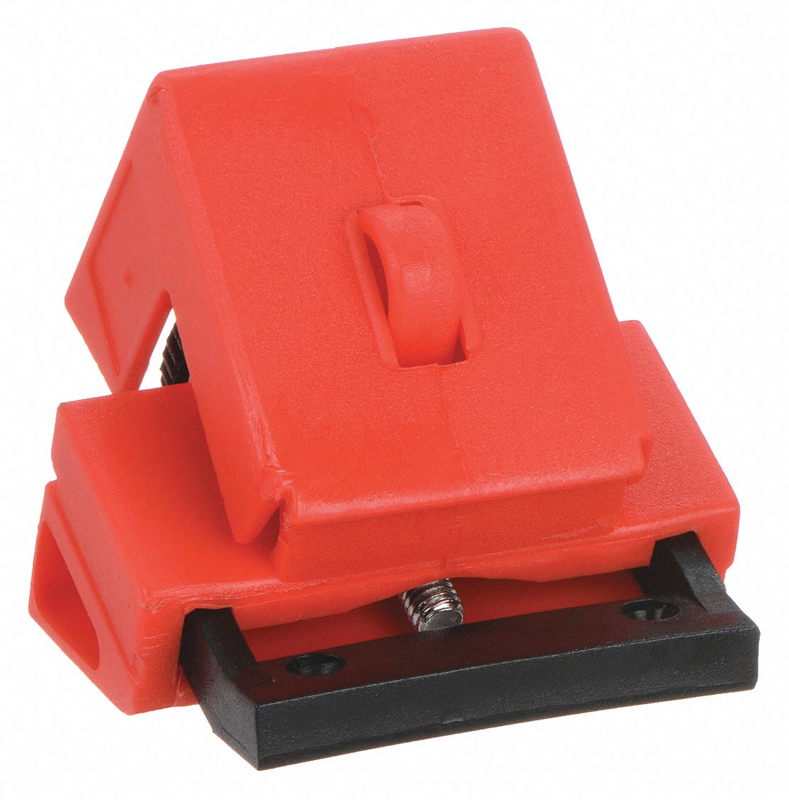 CIRCUIT BREAKER LOCKOUT, CLAMP-ON, 1 PADLOCK, 480/600 VOLT, 2 X 1 X 2 1/2 IN, RED, PLASTIC