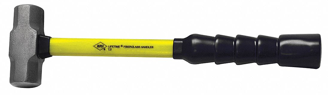STEEL ENGINEERING HAMMER, FIBREGLASS HANDLE, 2 LB HEAD WT, 3 IN DIA, 16 IN OVERALL L, ROUND SHAPE