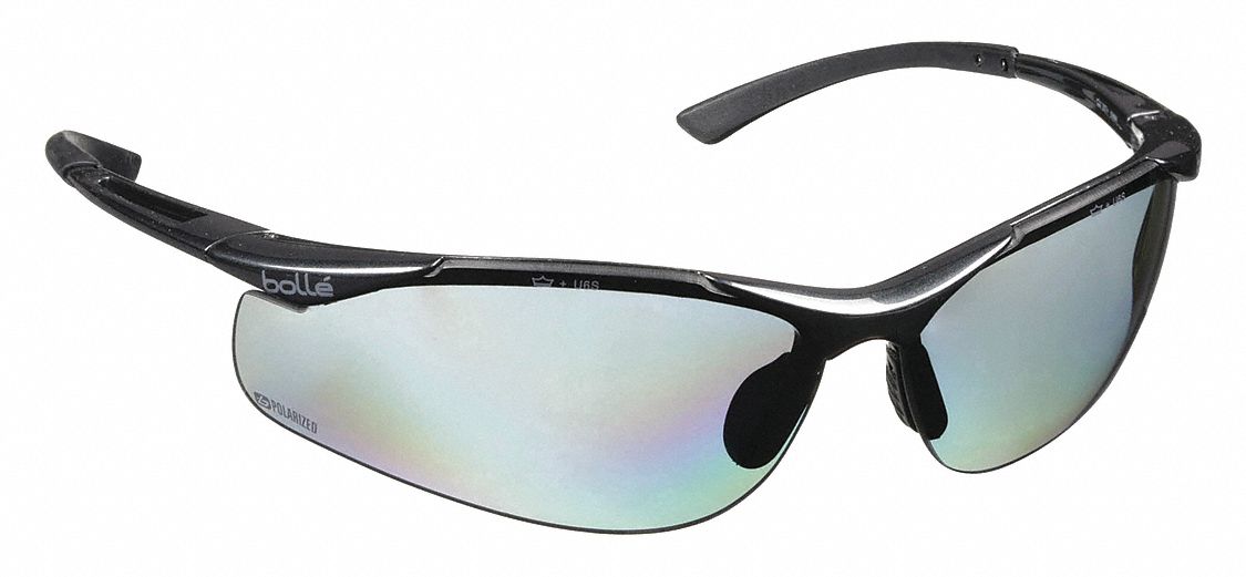 Safety Glasses: Dark Gray Lens, Half-Frame, Polarized/Scratch-Resistant, Dielectric