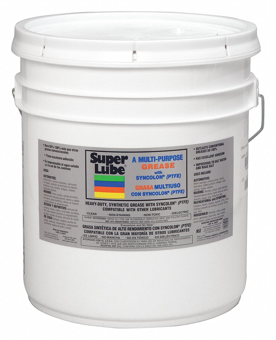 SUPER LUBE White PTFE Multipurpose Grease, 30 lb., NLGI Grade: 1 ...