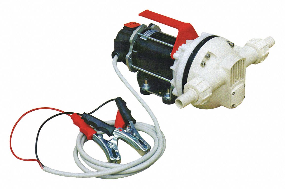 Electric Drum Pump: 12 V DC, 1/10 hp HP, Polypropylene, 8 gpm Max. Flow Rate