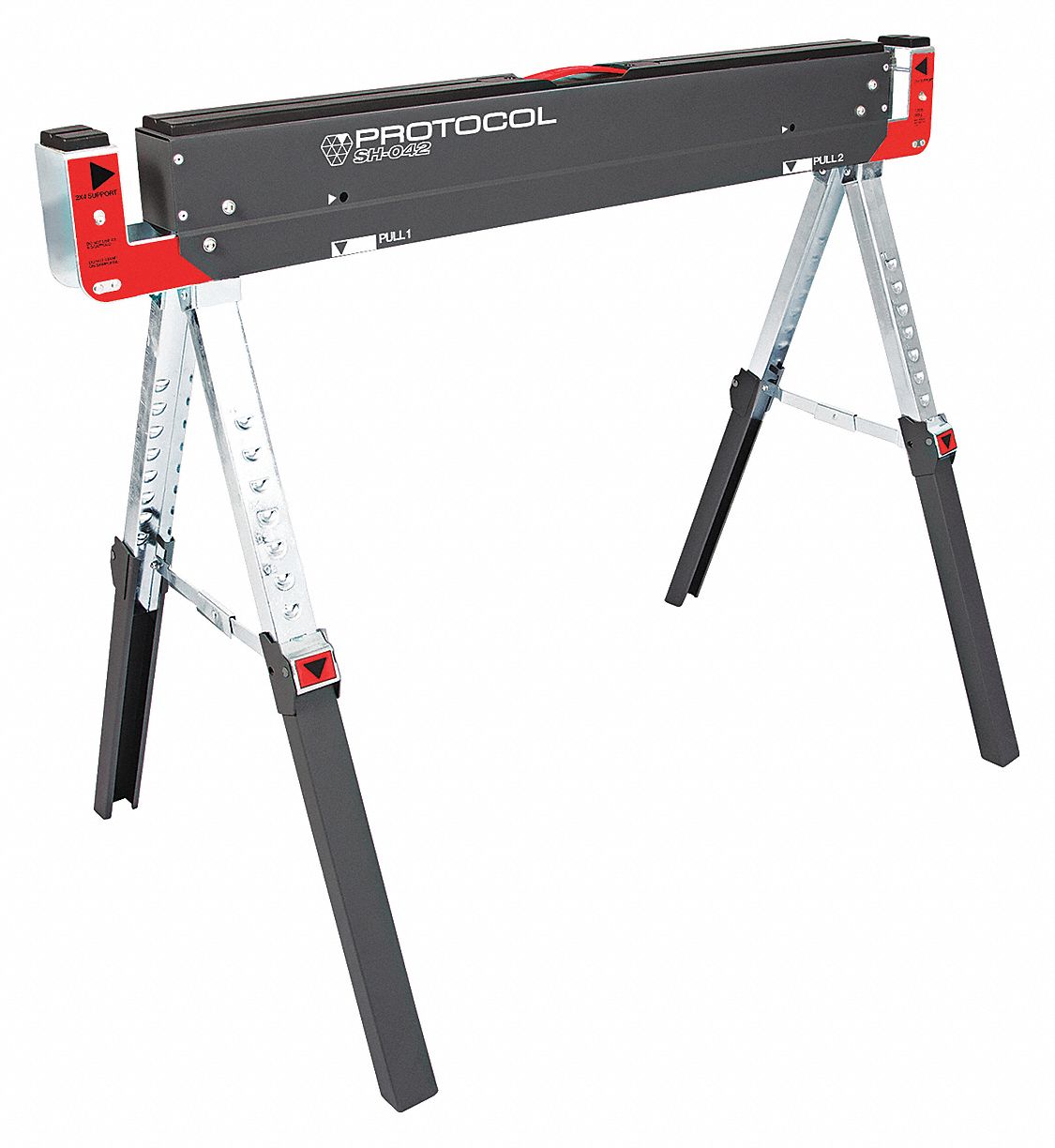 PROTOCOL Adjustable Folding Sawhorse 42 9 64 In L X 18 1 2 In W 32 In   45ND40 AS01