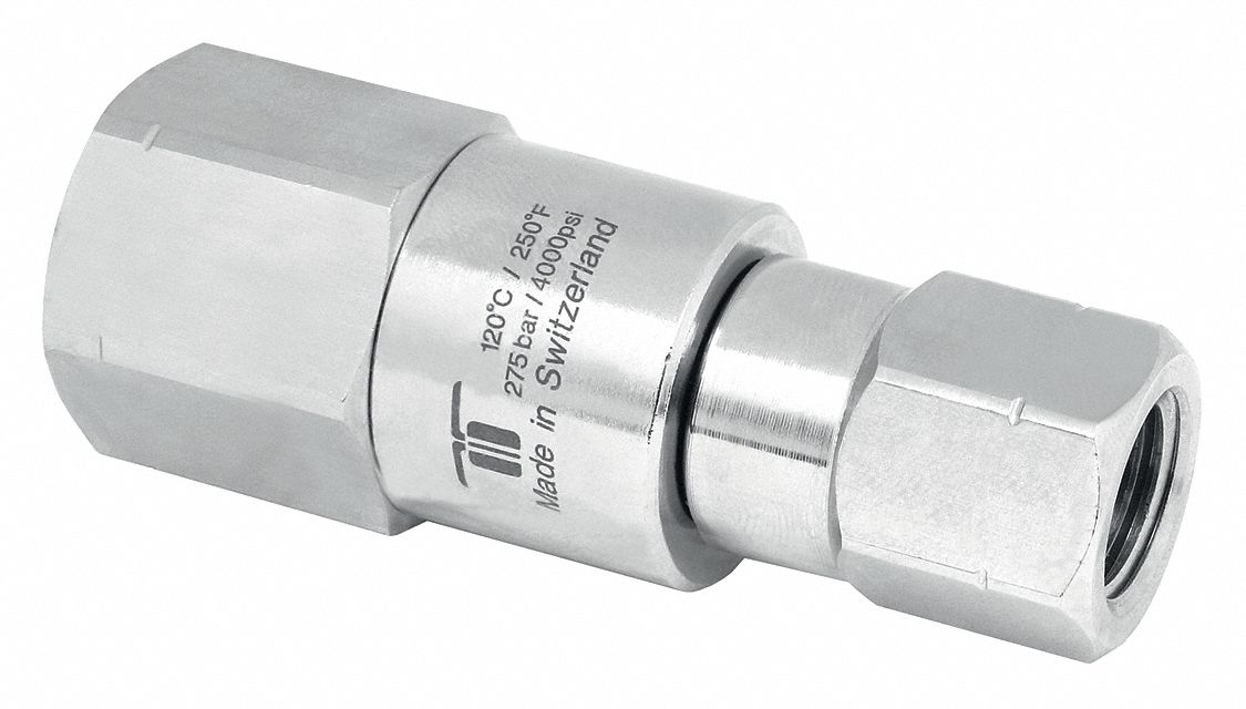 Rotary Union: Straight, Nickel-Plated Brass, 1 Passages, 1/4 in NPTF Rotating Shaft, 304