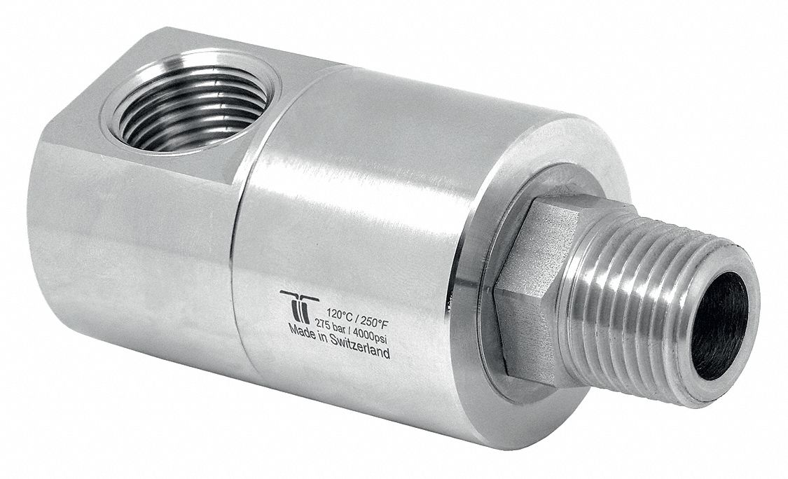 ROTARY UNION: STRAIGHT, NICKEL-PLATED BRASS, 1 PASSAGE, ½ IN NPTM ROTATING SHAFT, RIGHT HAND, 304