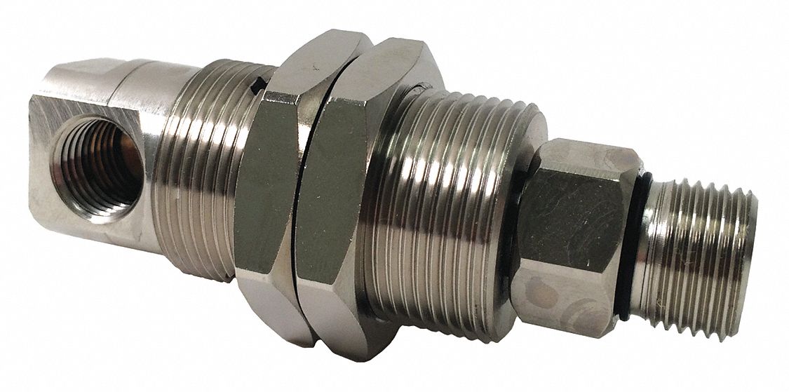 Rotary Union: Straight, Nickel-Plated Brass, 1 Passages, 3/8 in G M Rotating Shaft, 304