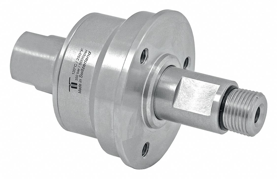 Rotary Union: Straight, 304 Stainless Steel, 1 Passages, 3/8 in G M Rotating Shaft, 304