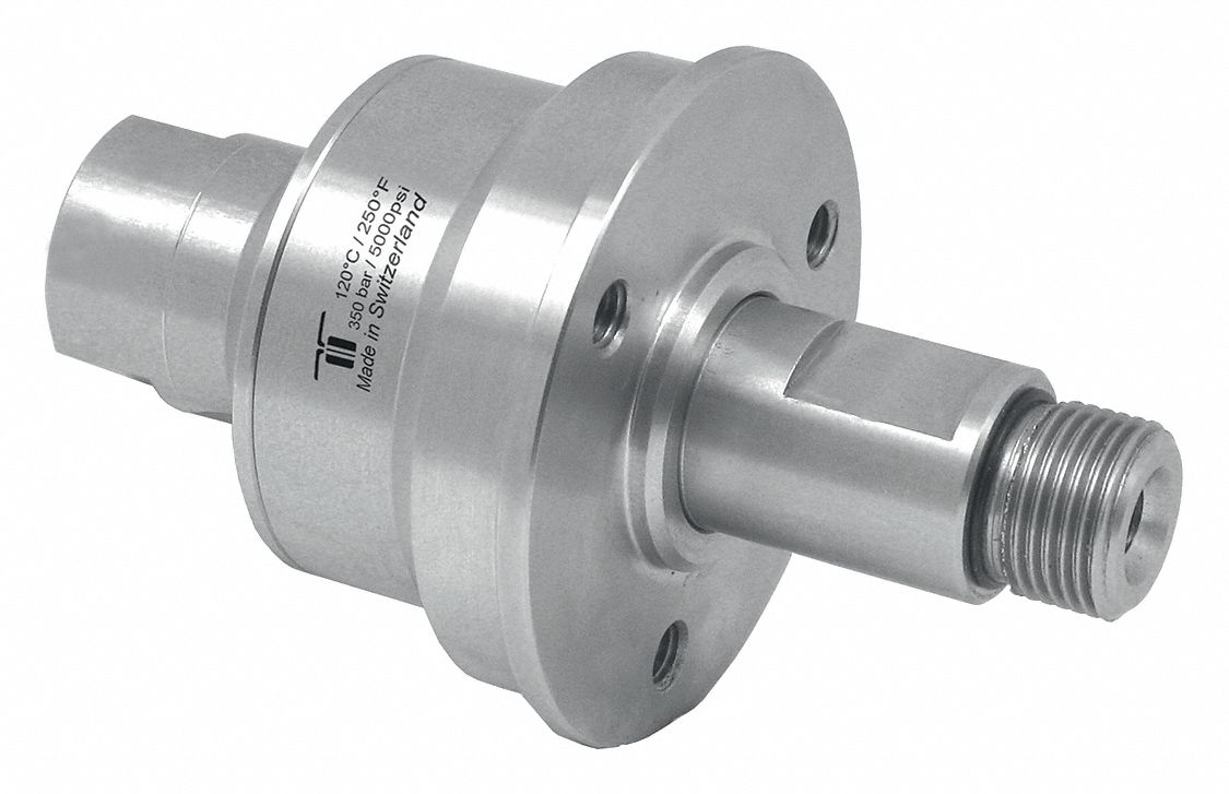 Rotary Union: Straight, 304 Stainless Steel, 1 Passages, 3/8 in NPTM Rotating Shaft, 304