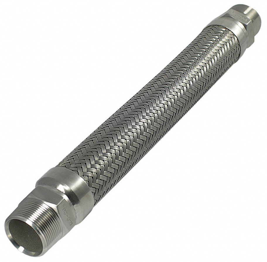 HOSE MASTER Metal Hose Assembly, 316 Stainless Steel, 1/4 in, 24 in
